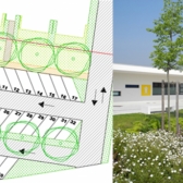 zoom sur le parking et référence de plantation